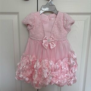 Pink Floral Baby Dress Rose Accent
